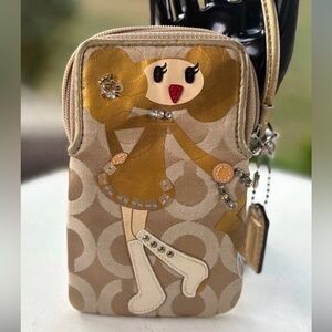 Coach Poppy Chan “Goldy” Wristlet – Signature Appliqué Character Wristlet